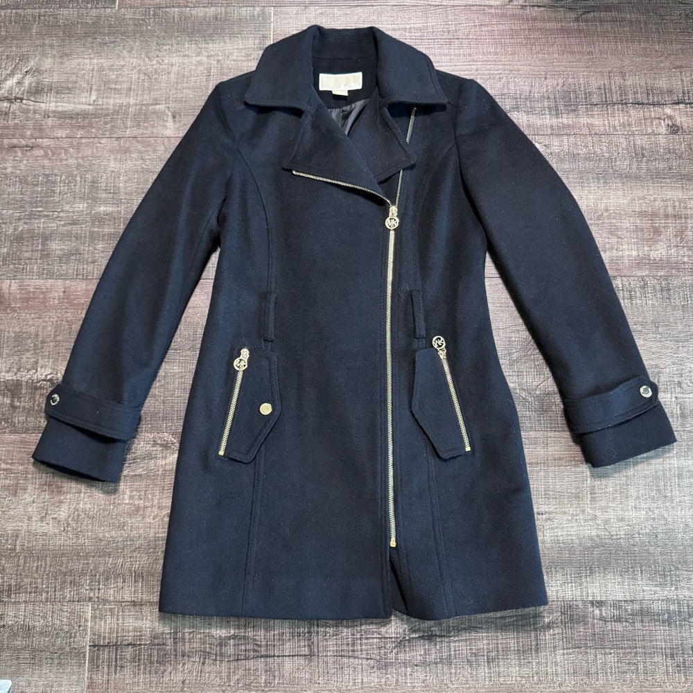 Michael Kors black Pea Coat with Gold Details